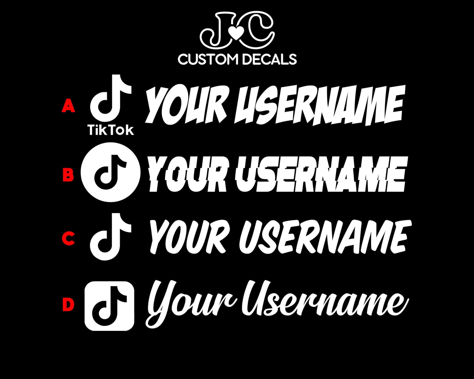 Custom Tik Tok Username Text Vinyl Decal Sticker Personalized // For Car Truck Window Windshield Tumbler Cups Laptop