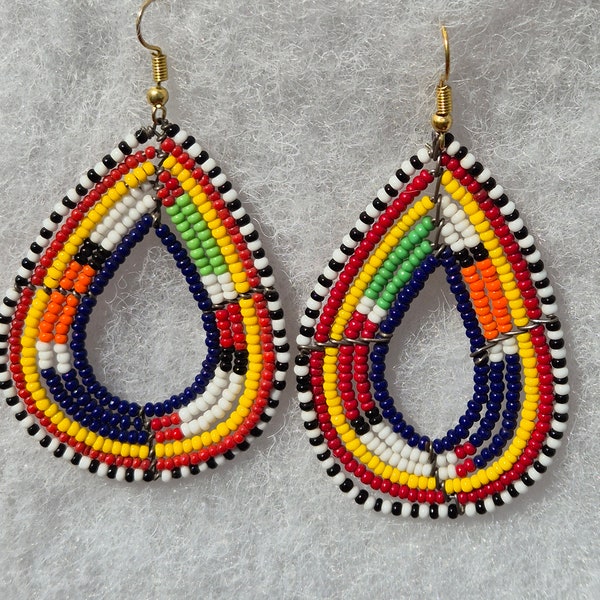 Massai Earrings, beaded massai earrings