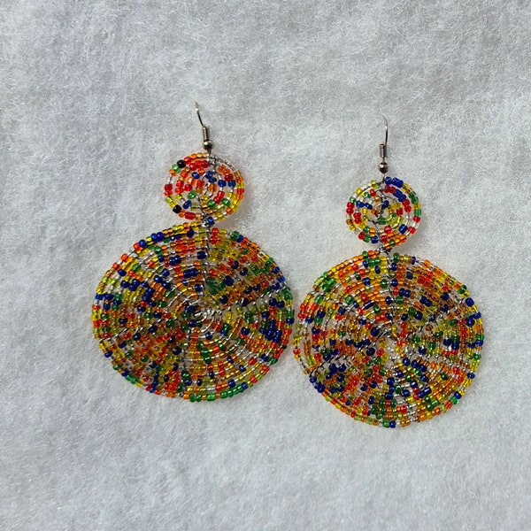 Multi coloured Handmade Massai beads earings