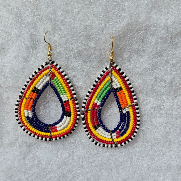 Multi coloured Handmade Massai beads earings