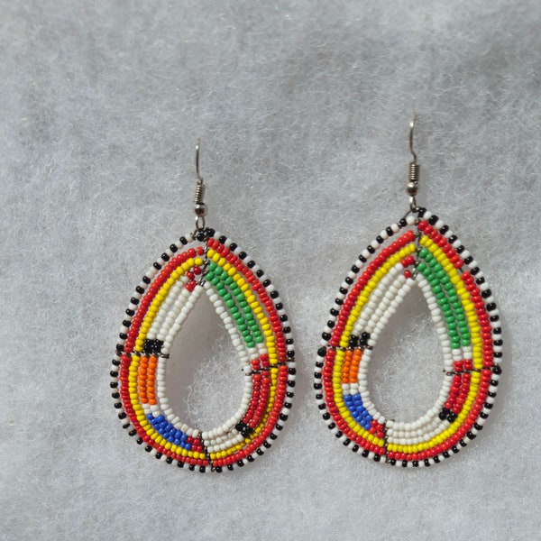 Massai Earrings, beaded massai earrings