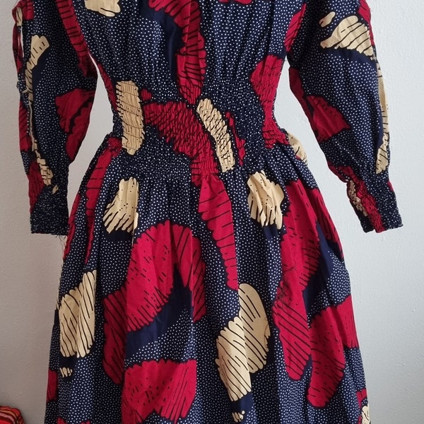 African Print Short Dress| Dress unique size| Summer dress Africa print| Short wax dress|
