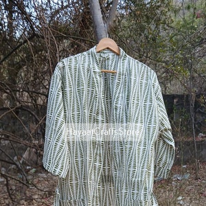 Robe,Bath Robes Cotton Kimono,Indian Hand block print Cotton Bath Robe,Night Wear Suit,Swim Wear,Dressing Gown,Colour Same as Picture.