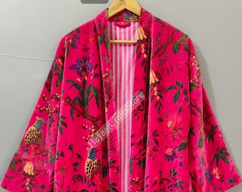 Luxury Velvet House Robe, velvet cotton Kimono Robe, Dressing Gown,wedding robe Bridesmaid winter bathrobe women men gift reversible jacket
