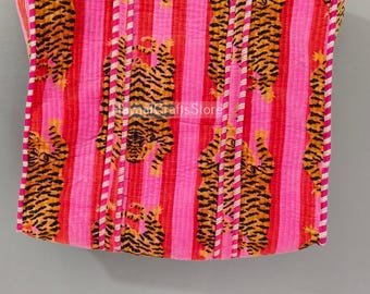 Handmade Velvet Tiger Tote Bag, Ikat Print