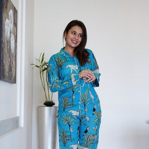 INDIAN COTTON PAJAMA set night suite wear , free shipping pajama set-Soft Night Dress Women Cotton Pants Shirt Set Sleepwear Pajamas animals