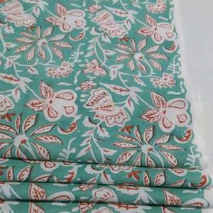 Prachtige Indiase handgemaakte katoenen stof, handblokprintstof, kleermakerijstof, tafelkleedstof, gratis Express-verzending