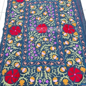 Vintage Suzani Embroidered Suzani Throw Handmade Suzani Suzani Tapestry Housewarming Gifts Embroidered Tablecloth Bedsheets Wall Hanging