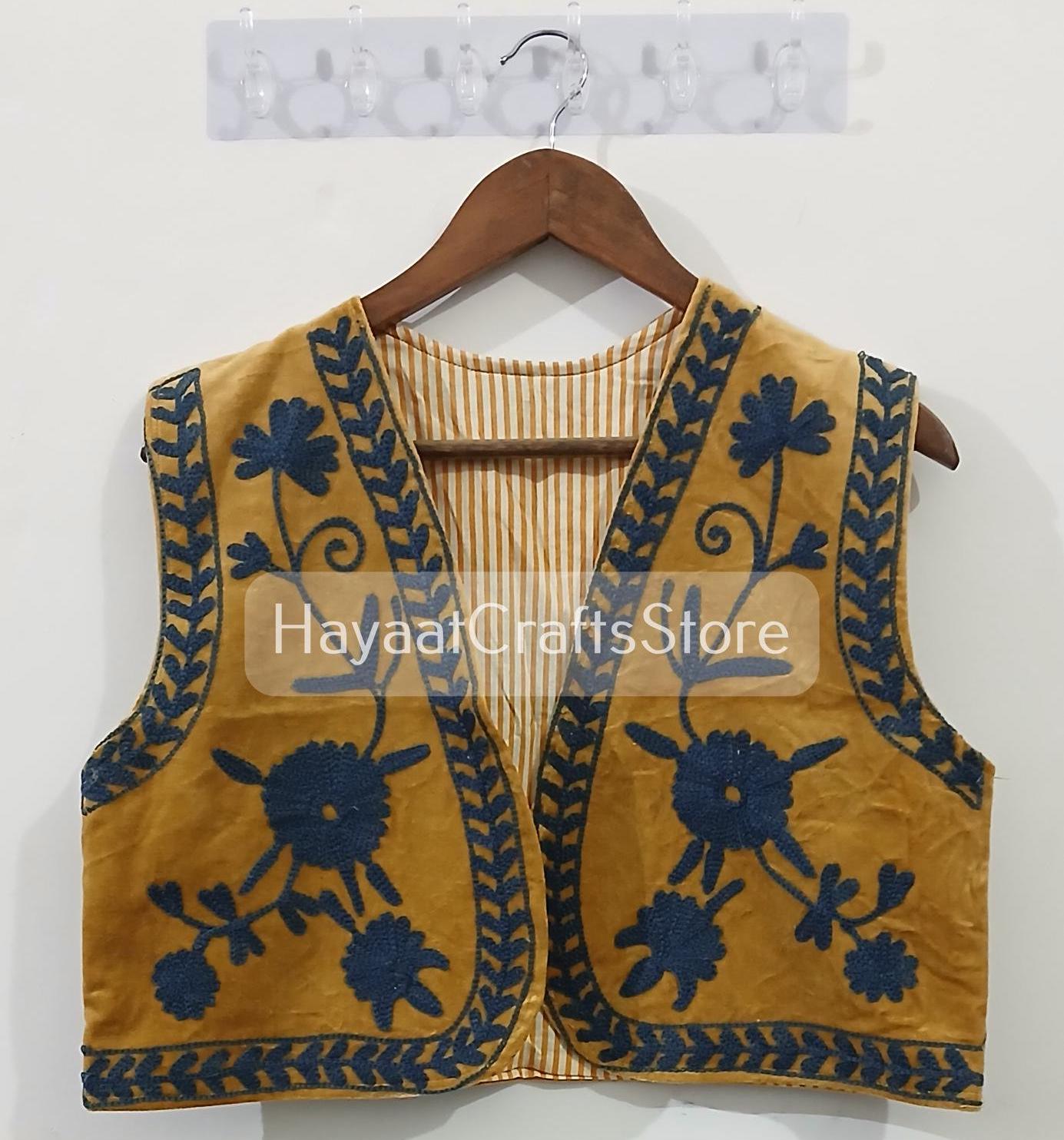 Embroidered Vest, Mustard Vest, Velvet Vest, Formal Vest, Boho Vest ...