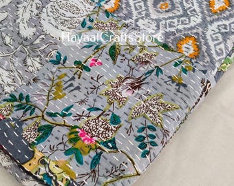 Indian handmade patchwork kantha quilt hippie bedding bedspread boho bohemian vintage kantha blanket gudari king/twin size bed cover