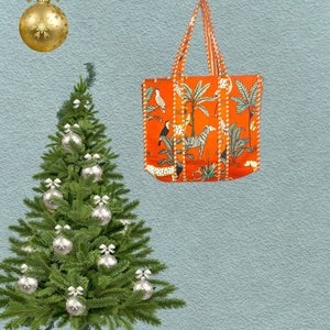 EXPRESS LEVERING TASSEN Indiase draagtas handgemaakte gewatteerde draagtas cadeau voor haar, cadeau voor vriendin Oranje kleur, reistas, college tas