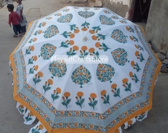 Beautiful Hand Block Printed Umbrella, Indian Handmade Large Big Parasol Outdoor Patio Decoration Pink Wedding Parasol Indian Decorative#4