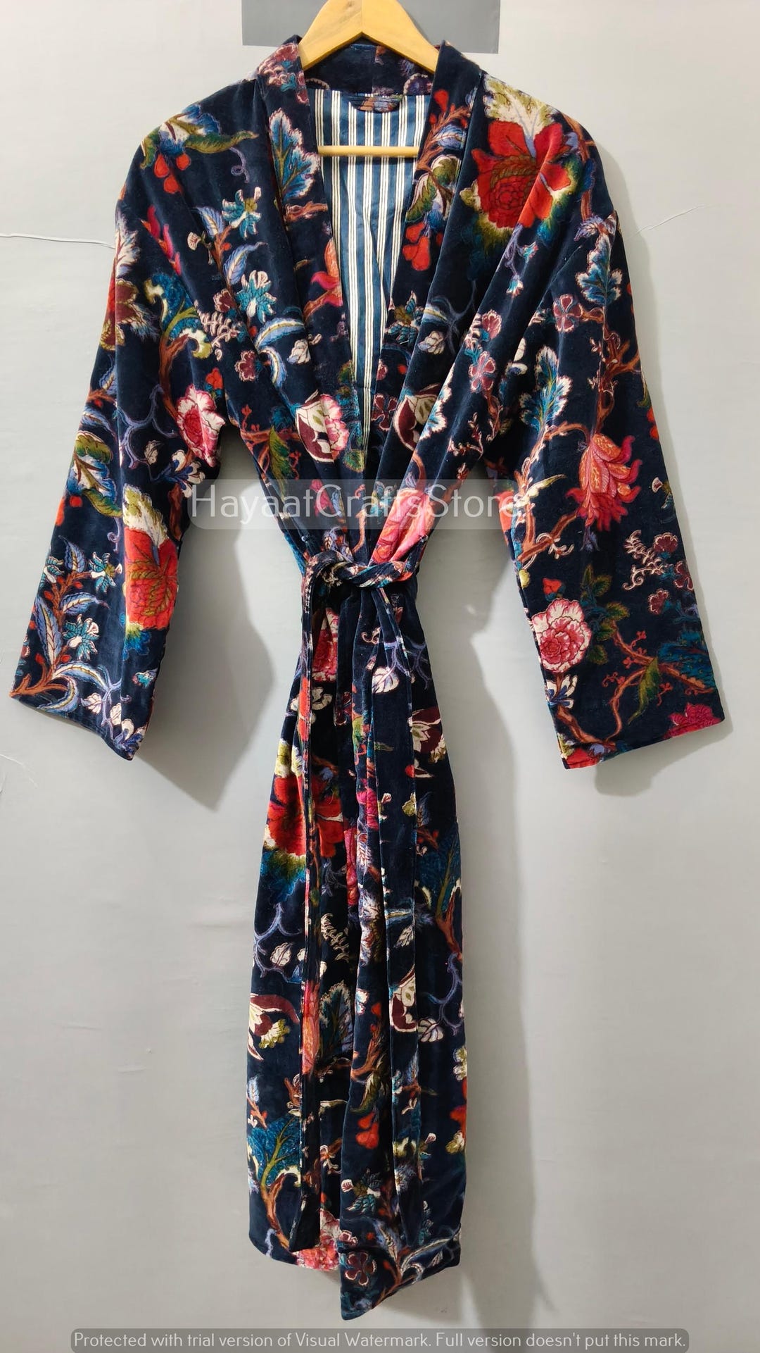 Fancy House Robe Luxury Velvet House Robe, Velvet Cotton Kimono Robe, Dressing Gown ...