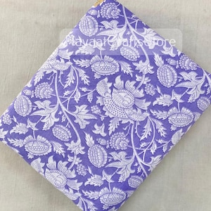 Blue block print, Sage Green, Delft Blue Indian Floral Hand Block Printed 100% Cotton Cloth, Fabric by the Yard, Curtains Pillows Cushions