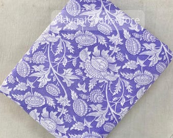 Estampado de bloque azul, verde salvia, bloque de mano floral indio azul de Delft impreso 100% tela de algodón, tela cortada a medida, cojines de almohadas de cortinas