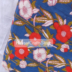 Indian Hand Block Print Cotton Fabric By The Yard, Print 100% Pure Hand Block Fabric, Upholstery Fabric, Dress Making Fabric