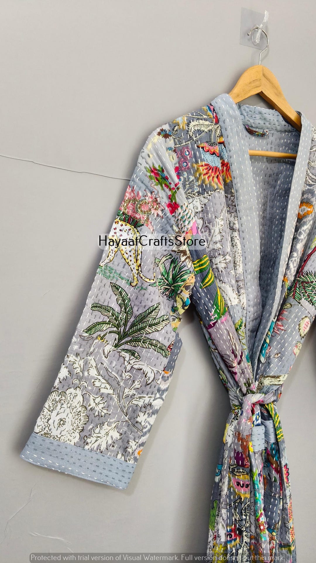 Kantha Robe New Bridesmaid House Robe, Block Print Cotton Kantha Bathrobe,indian ...