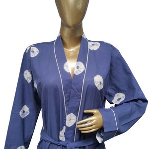 Hand Tie dye Kimono robe, Blue kimono, Kimono Robe, Beach Coverup, simple robe, robe for unisex, loose fit, home wear, Short kimono, Cotton