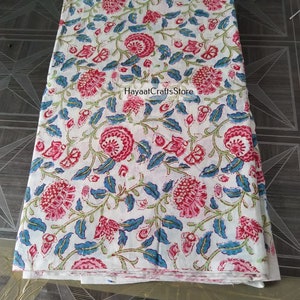 Indian Hand Block Print Soft Fabric Cloth By Yard, 100 % Pure Cotton Fabric For Dress Making ,Sewing, Crafting, Upholstery Fabric