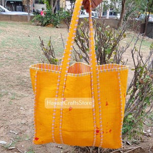 Indian Handmade Tote Bag, Beach Wear Tote Bag, TIE dye Handmade Quilted Shoulder bag, Jaipuri Women Shopping Bag Ethnic Unisex Tote Bag silk