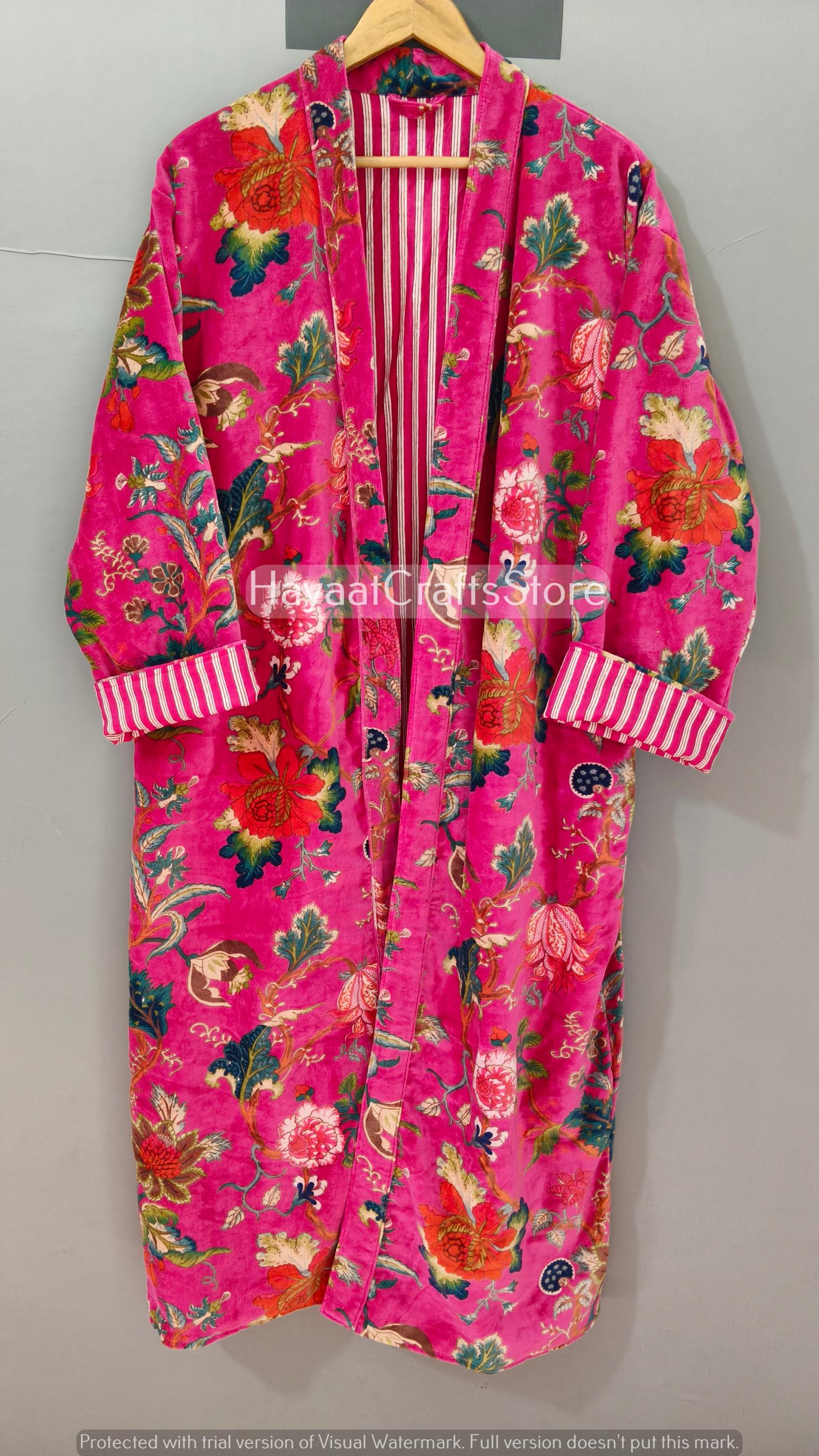 Fancy House Robe Luxury Velvet House Robe, Velvet Cotton Kimono Robe, Dressing Gown ...