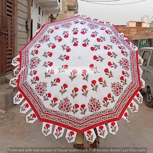 Beautiful Hand Block Printed Umbrella, Indian Handmade Large Big Parasol Outdoor Patio Decoration Pink Wedding Parasol Indian Decorative#1