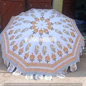 Beautiful Hand Block Printed Umbrella, Indian Handmade Large Big Parasol Outdoor Patio Decoration Pink Wedding Parasol Indian Decorative#8