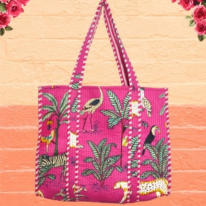 EXPRESS LEVERING TASSEN Indiase draagtas handgemaakte gewatteerde draagtas cadeau voor haar, cadeau voor vriendin roze kleur, reistas