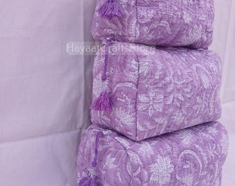 Conjunto de 3 bolsas de maquiagem, nécessaire de algodão, nécessaires, nécessaire, nécessaire com estampa de blocos - Frete grátis, melhor qualidade