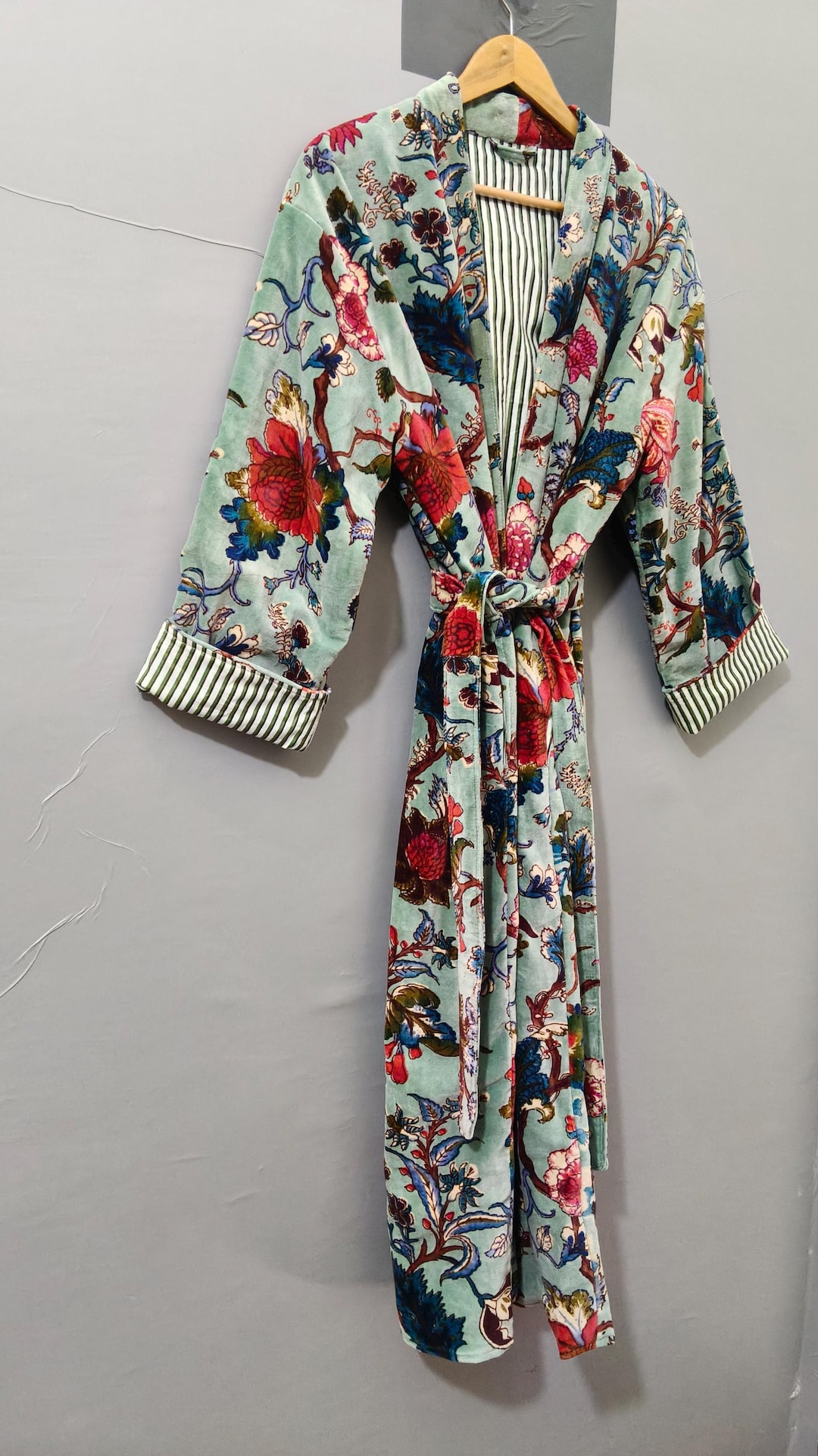 Fancy House Robe Luxury Velvet House Robe, Velvet Cotton Kimono Robe, Dressing Gown ...