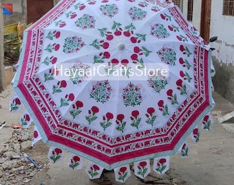 Indian Block Print Cotton Umbrella: Handcrafted Wedding Parasol