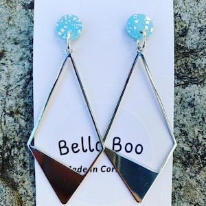 Silver Party Diamond with stud of choice geometric earring