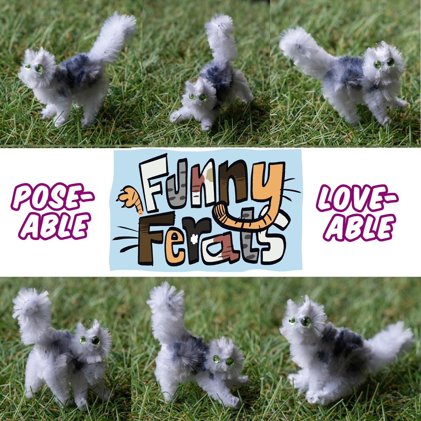 SURPRISE FUNNY FERAL! One Posable Chenille Stem, Pipe Cleaner