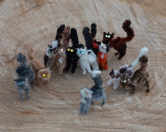 CHOOSE your color Funny Feral! One Posable Chenille Stem, Pipe Cleaner kitty Cat