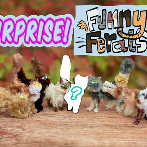 SURPRISE FUNNY FERAL! One Posable Chenille Stem, Pipe Cleaner kitty Cat
