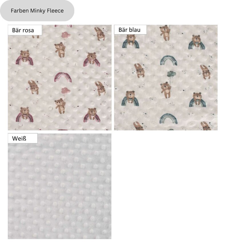 Babydecke mit Minky Fleece und Waffelpique Taupe / Personalisierbar Bestickung / Krabbeldecke / Kuscheldecke Bild 2