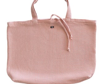 XXL Beach Bag Strandtasche Badetasche Shopper Waffelpiqué Lachs Salmon in vielen verschiedenen Farben Wabenstoff Personalisierbar Bestickung