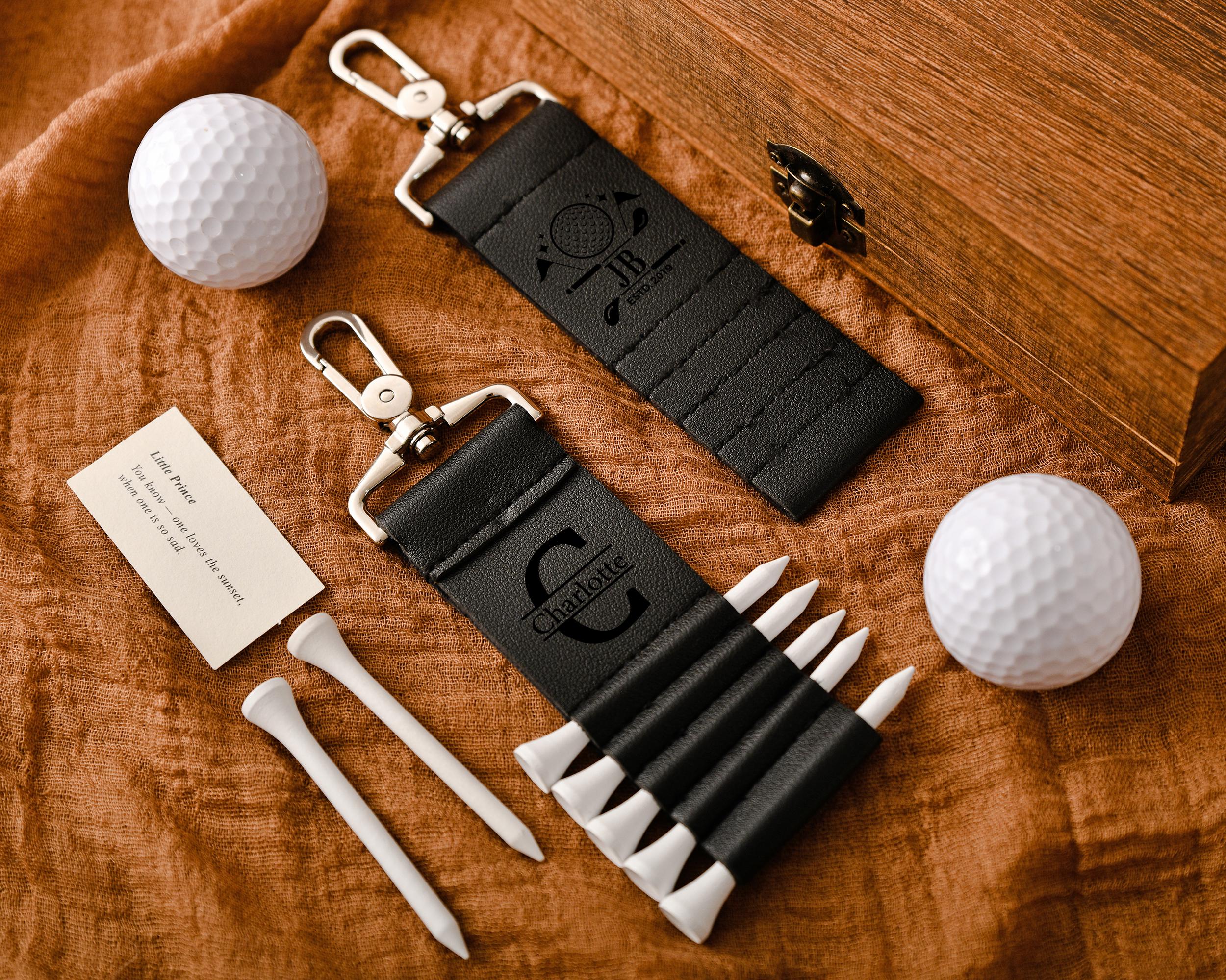 Personalized Lettered Golf Tee Bag - Custom Leather Stand - Engraved ...