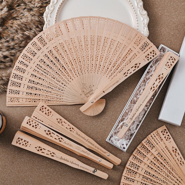 Handmade Wooden Hand Fan-A charming keepsake for a commemorative event,an ideal gift for special occasions and a custom gift for bridesmaids