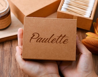 Custom Eco-Friendly Biodegradable Bamboo Cotton Swab Box | 200 Count | Plastic Free Sustainable Gift