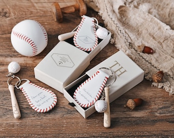 Personalized Leather Baseball Keychain: Custom Groomsmen Gift