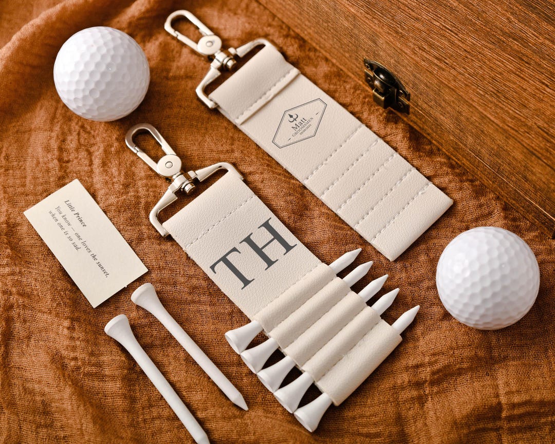 Personalized Lettered Golf Tee Bag - Custom Leather Stand - Engraved ...