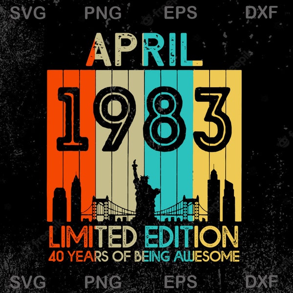 40 jaar oude verjaardag Vintage april 1983 Limited Edition Svg