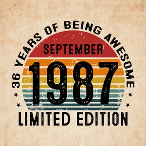 36 Years Old Being Awesome September 1987 Limited Edition Svg