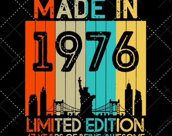 47 Years Old Birthday Vintage Made in 1976 Limited Svg - Etsy