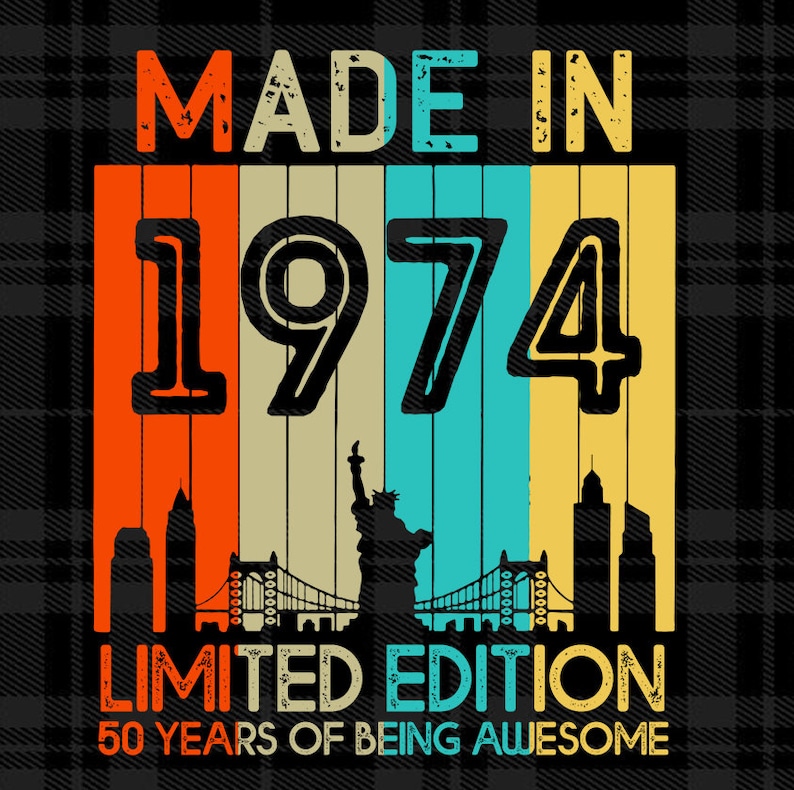 SDVN Cool 50th Birthday Hoodie - Vintage 1974 Retro Unisex Sweatshirt Gift For 50 Years Old Celebration