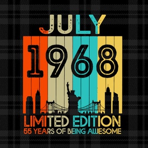 55 Jahre Geburtstag Vintage Juli 1968 Limitierte Auflage SVG