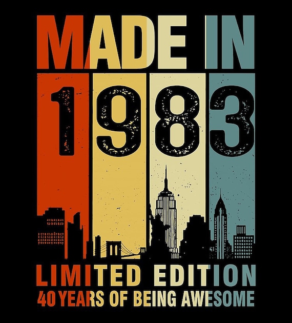 Vintage Made in 1983 Limited Edition 40 Years of Being Awesome Svg