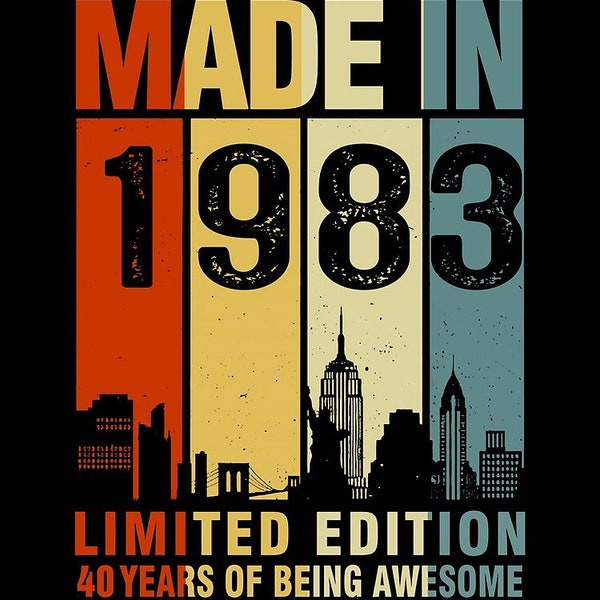 Vintage Made in 1983 Limited Edition 40 Years Of Being Awesome Svg