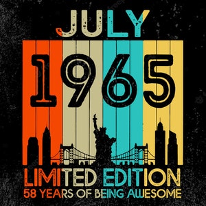 58 Jahre Geburtstag Vintage Juli 1965 Limited Edition SVG